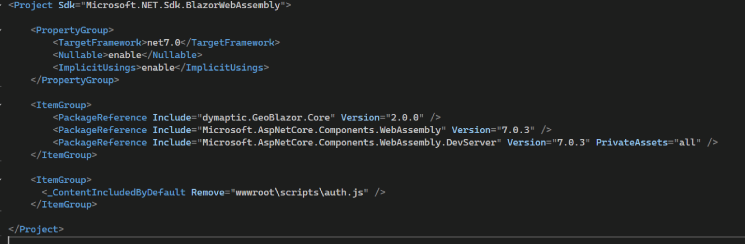 The project file that we are going to update 