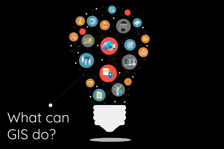 What can GIS do? Light bulb image made up of icons 