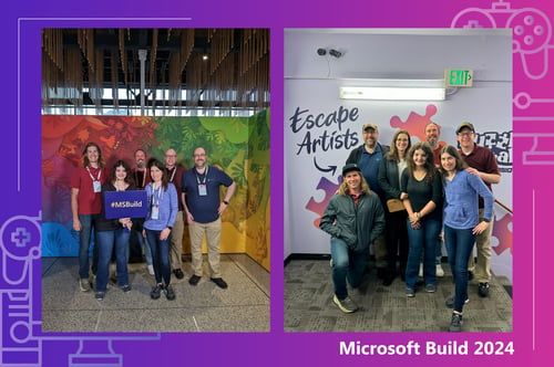 Group photos of dymaptic's Software Engineers and Web Developers in Seattle attending Microsoft Build.