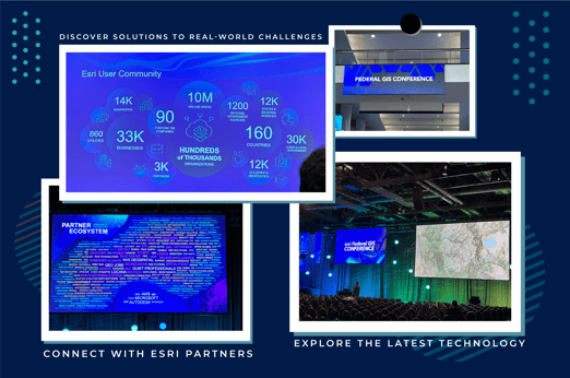 Collage of images from the plenary session at the GIS Federal Conference