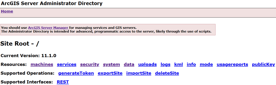 Image of ArcGIS Server Administrator Directory