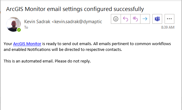 A screenshot of test email generated